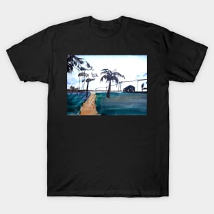 South Padre Beach Watercolor Painting T-Shirt